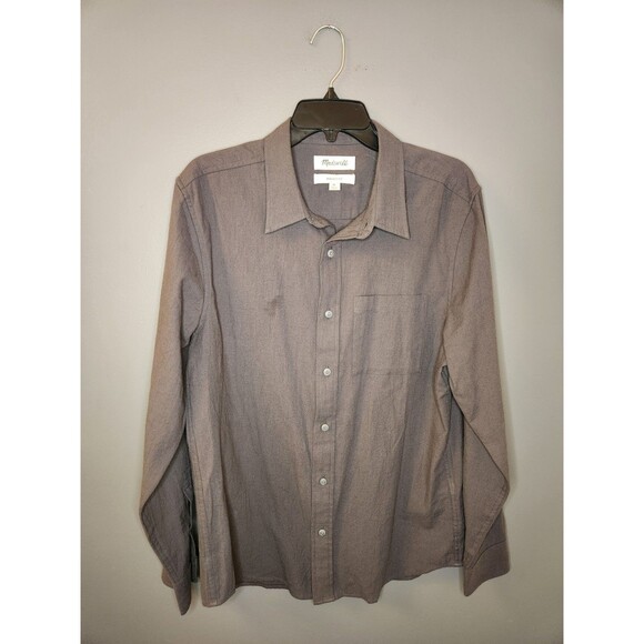 Madewell Shirt Men's M Gray Long Sleeve Button Up Perfect Fit Casual Cotton - Picture 2 of 7